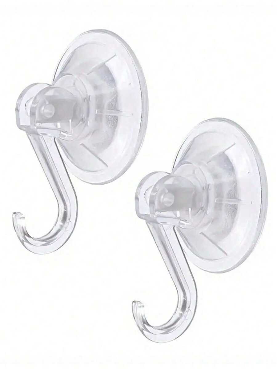 Transparent Plastic Suction Cup Hooks - Strong Support, Waterproof And Durable - Suitable For Windows, Glass, Shower, Bathroom And Kitchen Walls - Suitable For Daily Use, Holidays, Parties And Carnival Decorations - White - View 1