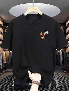 Disney Authorized Mickey Mouse Graphic Tee For Men, Featuring A Round Neck, Casual And Comfortable Design, Breathable And Lightweight, Perfect For  Streetwear, Men's Casual Top - màu đen - Xem 6