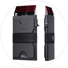Slim Card Holder Wallet For Men, Minimalist RFID Blocking Wallet With Pop-Up Function, Ultra-Thin Design, Metal Business Card Cases Holds 6+6 Cards, Gifts For Men, Men's Accessories - 霧面黑 - 查看 8