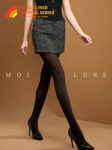 MOIRÉALLURE 女士黑色薄款透明连裤袜（1双装），80克单层薄款时尚经典高腰弹力紧身裤，休闲百搭 - 黑色 - 查看 6