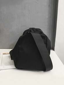 1 túi đeo chéo kiểu bánh bao bằng nylon phong cách thường ngày, túi đeo vai unisex dung tích lớn đa năng, phong cách streetwear - màu đen - Xem 7