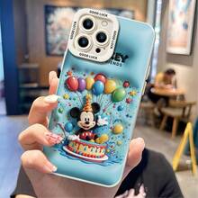 Funda de teléfono de Mickey Mouse y amigos de Disney - Funda protectora con relieve inflado con temática de cumpleaños que incluye pastel, globo y detalles de estrellas, con fondo azul claro esponjoso y letras en relieve "Mickey y amigos", compatible con modelos iPhone 17, 16, 15, 14, 13, 12, 11 Pro Series y Galaxy S22, S23, S24, S25, ideal para regalos de cumpleaños, fiestas, aniversarios, graduaciones u ocasiones especiales para sorprender a familiares, amigos, compañeros de clase y seres queridos. - Negro - Ver 5
