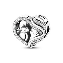 1 Pc Silver Color Shining Zirconia Vintage Warm Sisters Family Cat Paw Print Heart Charm Fit Original Bracelet Necklace Pendant Beads For Diy Jewelry Making Ideal Choice For Women'S Daily Jewelry Accessories-Birthday Jewelry Gift - Silver - View 22
