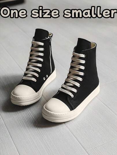 1 Paio di Scarpe Unisex, Suggerimento Taglia: Si Prega di Ordinare Una Taglia in Più. Nuove Scarpe Sportive in Tela con Suola Spessa e Cerniera Laterale, Stile Retrò Rialzante per la Primavera 2026, Scarpe in Tela per Coppie
