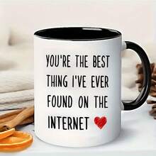 [24-Hour Shipping Within Mexico] QASHWEY Double Print Mug, Romantic Gift, Coffee Mug For Couples "You Are The Most Wonderful Thing I Have Found Online", 11 Oz Ceramic Mug, Gift For Long Distance Relationships, Valentine's Day Gift, Tea Mug For Him/Her. - 1 - 查看 4