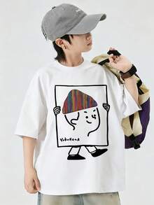 Loose-Fitting Short-Sleeved T-Shirt For Children, Medium To Large Size, 2025 Clothing - Grey - View 6