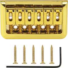 1Pcs Yootones Electric Guitar Hardtail Fixed Bridge Assembly Compatible With 6 String Fender Strat Stratocaster Tele Telecaster Guitar Parts (Gold) - 白色 - 查看 1