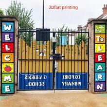 2D Flat 2pcs Back-To-School Season Welcome Decorative Door Couplets, Back-To-School Theme Learning Slogans Decorative Door Flags, Campus Classroom Decorative Banners, Back-To-School Activity Entrance Porch Door Hanging Curtain, Polyester Material - A - View 2