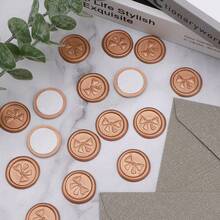 20 buah Stiker Segel Lilin Perekat Diri Motif Pita Timbul 3D untuk Hadiah, Amplop Undangan Pernikahan - Cokelat - Busur - Cokelat - View 6
