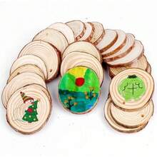 120 Pieces Natural Wood Slices, 5-6 Cm Tree Slices With Hole, Unfinished Wooden Slices, Wooden Circles For DIY Art Crafts Christmas Wedding Hanging Ornaments Decorations - 5-6厘米 - 查看 8