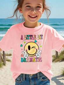 A Dramatic Printed T-Shirt For Kids - Pink - View 8