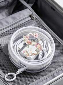 便攜式迷你透明拉鍊收納袋，附乾燥花字母 A 到 Z，耳機、充電器、線材與小物品的緊湊多功能收納袋，含鑰匙圈、透明 PVC 收納袋、數據線收納盒、手鍊袋、化妝收納袋 - 彩色 - 查看 7