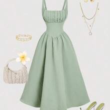 Women Midi Dresses - Goose Yellow - View 6