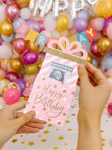 3 piezas Caja para sacar dinero de cumpleaños rosa y dorado, tarjeta de regalo de efectivo linda para niñas, caja de regalo para enrollar dinero DIY para fiesta de cumpleaños, soporte para tarjeta de regalo con dinero para sacar, decoración de cumpleaños rosa, suministros para fiesta de cumpleaños de princesa, decoración para baby shower, regalo de bebé, regalo de cumpleaños, recuerdos de fiesta - Oro rosa - Ver 6