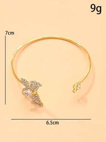1 chiếc vòng tay hình trái tim đính đá Zirconia siêu nhỏ kiểu dáng Châu Âu và Mỹ, thiết kế cá nhân hóa, thích hợp đeo hàng ngày và dự tiệc. - Vàng - Xem 5