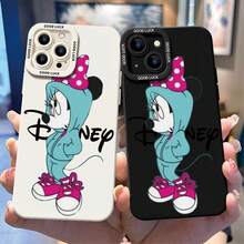 Disney Minnie Mouse Phone Case - Casual Hoodie‑Wearing Minnie Mouse Protective Case, White Background With Black "Disney" Cursive Lettering And Street‑Style Polka‑Dot Bow Minnie Mouse Graphics, Compatible With IPhone 17, 16, 15, 14, 13, 12, 11 Pro Series And Galaxy S22, S23, S24, S25 Models, Ideal For Birthdays, Holidays, Anniversaries, Graduation Gifts, Or Any Special Occasion To Surprise Family, Friends, Classmates, And Loved Ones. - trắng - Xem 3