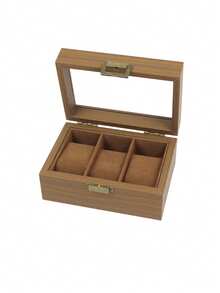 3/6/10/12 Grid Wooden Watch Storage Box With Glass Lid, Walnut Wood Watch Display Storage Box, Dust-Proof Velvet Lining, Men's And Women's Watch Collection Box, Birthday Christmas Gift - Walnut Wood - Inner Brown - View 11