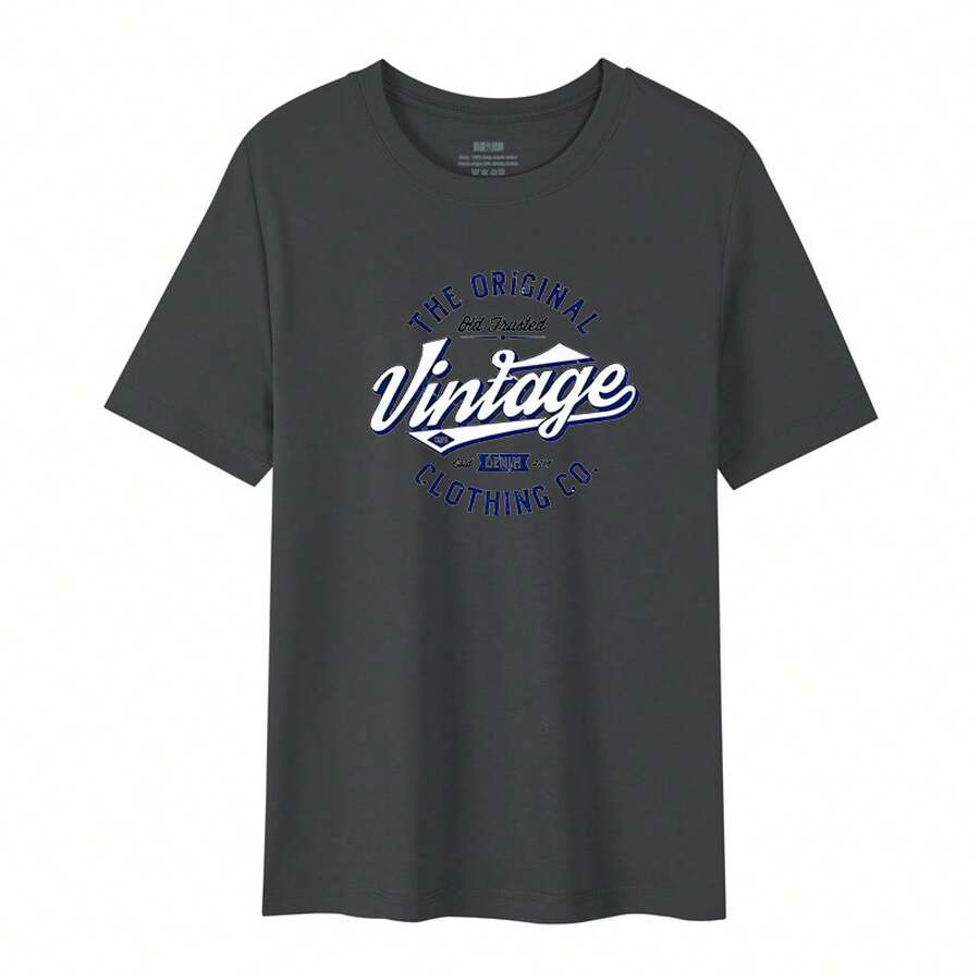 Imported Direct Printing Machine, Men's Short Sleeve T-Shirt Made Of Pure Long Fiber Pima Cotton, 50 Thread Count, With A Lightweight Luxury Finish. - 藍白色 - 查看 1