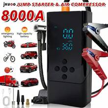 مضخة هواء للسيارة/ضاغط هواء محمول مطور 2026، مقياس ضغط إطارات رقمي 150PSI، بادئ تشغيل سيارة متعدد الوظائف 8000A، بنك طاقة ثقيل الواجب، مع مصباح LED وشاحن بطارية، أداة إصلاح السيارة، اكسسوارات السيارة - ضاغط هواء متعدد الوظائف - مشاهدة 2