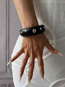 3pcs/Set Charming Resin Wide Chunky Bangle Bracelet Set For Women, Gift For Her - Multicolor - View 11