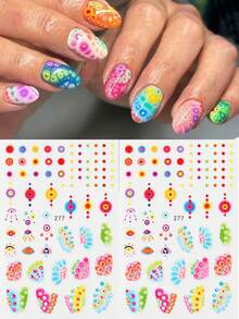 Colorful Noen Round Dot Nail Art Sticker Summer Gradient Bohemian Style Pattern Nail Decals Charming Nail Art For Women DIY Nail Decorations Manicure Supplies - Multicolor - View 9