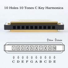 10-Hole Colorful Metal Harmonica, 10-Tone Beginner Musical Instrument For Men And Women Self-Study, 10-Hole C-Key Professional Blues Harmonica, Includes Harmonica Case, Cleaning Cloth And Instruction Manual, Suitable For Beginners, Adults And Professionals, Eid Joyful Gift - Multicolor - View 9