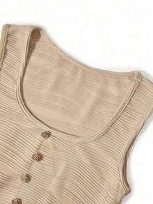 1 Paquete Vestido de mujer elegante, casual, romántico, suelto, para, concierto, reunión, cita, al aire libre, cumpleaños, carnaval, playa,, vestido blanco, vestido albaricoque, vestido de retazos, tela texturizada, plisado, línea A, decoración de botones, elegante, tejido texturizado, ajustado, tela de punto texturizada, suave, cómodo, fácil de lavar - Albaricoque - Ver 2