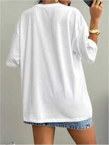 Y2K - Women's T-Shirts With Lip Print, Round Neck, Short Sleeve, Loose Fit And Versatile Shirt - Blanco (White F) - View 4