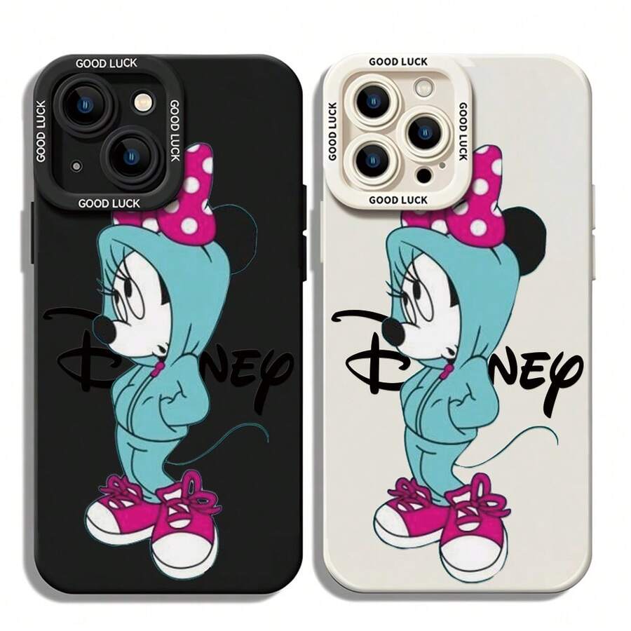 Disney Minnie Mouse Phone Case - Casual Hoodie‑Wearing Minnie Mouse Protective Case, White Background With Black "Disney" Cursive Lettering And Street‑Style Polka‑Dot Bow Minnie Mouse Graphics, Compatible With IPhone 17, 16, 15, 14, 13, 12, 11 Pro Series And Galaxy S22, S23, S24, S25 Models, Ideal For Birthdays, Holidays, Anniversaries, Graduation Gifts, Or Any Special Occasion To Surprise Family, Friends, Classmates, And Loved Ones. - trắng - Xem 1