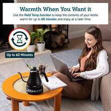COSORI - Hervidor eléctrico de cuello de cisne inteligente Bluetooth con control de temperatura variable, cafetera y tetera, 100% acero inoxidable, calentamiento rápido, negro mate - BlackSmart - Ver 5
