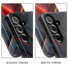 Carcasă de telefon Apple 17, 16, 15, 14, 13 Pro, Max, Plus; 23, 24, 25, 26, cu design geometric futuristic roșu neon: design abstract tehnologic întunecat pentru , și Pixel - FL 2-în-1 Mat Gros - Vizualizare 2