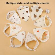 3/4/5pcs/Set Random Pattern Baby Bibs, Soft Cotton Triangle Drool Bibs, Skin-Friendly Breathable, Ideal Halloween Gift For Babies - 白色 - 查看 3