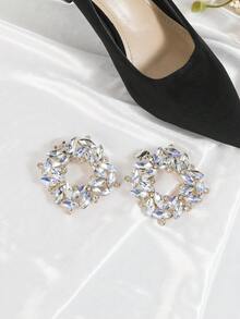 Crystal Glass Shoe Clips, Detachable High-End Metal Shoe Accessories, Suitable For High Heels And Flats, Versatile Shoe Decoration - Dusty Blue - View 4