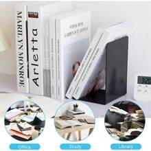 1pc Black Acrylic Bookends With Non-Slip Stickers, Heavy Duty Book End, Acrylic Bookend For School Supplies Library Books Office Book Holder Desktop Organizer Decoration Gift, Back To School Supplies - Book Stand - View 2