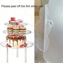1pc/4pcs Acrylic Round Cake Stand, Party/Birthday Dessert Display Stand, Transparent Crystal Display Stand - Clear - View 8