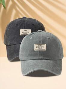 Mũ lưỡi trai thời trang ngoài trời unisex, màu xám nhạt, chất liệu vải đã qua xử lý, có dây đeo điều chỉnh được. - đen + xám - Xem 1