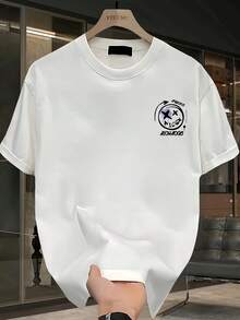 Men's Short-Sleeved T-Shirt, Made Of High-Quality Pure Cotton, With A Fashionable Brand Print, New Summer Style, Plus Size, Versatile Casual Top. - 白色 - 查看 6