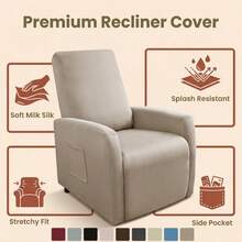 4pcs Waterproof Small Slouchy Sofa Cover, Elastic Slouchy Sofa Slipcover With Storage Pockets, Suitable For Slouchy Chair, Armchair, 1-Seater Recliner, Waterproof Elastic Armchair Protector Cover For Slouchy Chair, TV Chair Conversion - Multicolor - View 3