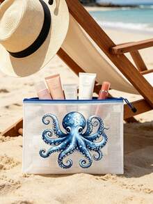 Multi-Functional Cosmetic Storage Bag With Pink Floral Letters A-Z, Large Capacity Travel Pouch, Suitable For Toiletry And Cosmetics,Medicine Storage Bag,Lipstick Bag, Coin Purse, Lightweight Foldable Storage Bag,Cosmetic Bag, Decorated With Floral Patterns And Letter Designs, Perfect For Daily Use And Organizing Makeup - Multicolor - View 2