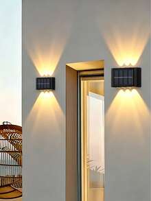 2 / 1pc Solar Wall Light, Outdoor 6 LED Beads Deck Lights, Wall Light, For Courtyard, Street, Fence, Garage, Garden Perfect Decoration - Black - View 16