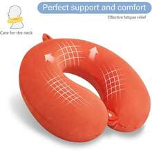 Orange Foam Velvet Travel Neck Pillow Airplane Car Train - 橘色 - 查看 2