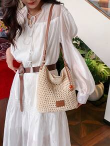 New Back To School Casual Woven Minimalist Style Backpack Sweet Shoulder Bag - Multicolor - View 3