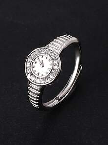 1 Piece Fashion Unique Design Fake Watch Rings For Girls Gift ,Decoration Watch Rings For Women,Cannot Display Time - Silver - View 4