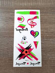 1pc Portugal World Cup Theme Tattoo Sticker, Red & Green Contrast Flag Design, Waterproof & Long-Lasting, World Cup Fan Event Support Personalized Pattern, Unisex GOAL Temporary Tattoo Sticker, Sports Party Decoration Tattoo Sticker - Multicolor - View 6