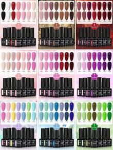 7 Jenis Model & Warna Gel Nail Polish Set, Beragam Gaya, Gel Tahan Lama & Dapat Dilepas dengan Sinar UV/LED, Efek Semi Permanen yang Dapat Dilepas dengan Perendaman, Alat Seni Kuku Populer untuk Wanita - 01 - View 6