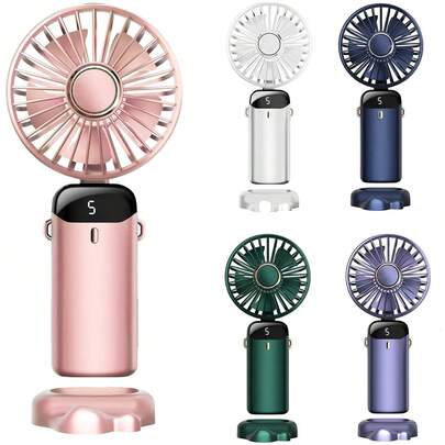 Quạt cầm tay mùa hè, 5 tốc độ, hoạt động êm ái, sạc USB, quạt mini điện di động, lưu lượng gió cao, nhỏ gọn, thích hợp cho bàn làm việc văn phòng, ký túc xá, ngoài trời, bãi biển, du lịch, thể thao, nhà cửa, sử dụng hàng ngày, vật dụng cần thiết cho kỳ nghỉ.