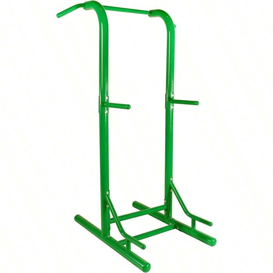 Pull Up Bar Tower & Dip Station, Free Standing Outdoor Home Gym Equipment, Green - Adjustable And Portable Workout Stand For Calisthenics Body Weight Training - Default - View 1