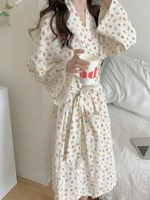 Elegant Yukata/Yukata/Kimono Skirt For Women - Long-Sleeved, Straight Skirt With A Belt, Suitable For All Seasons (Non-Stretch) - Traditional Clothing For Home And Spa. Perfect For Travel, Loungewear, Dates, And Vacations. Mother's Day Gift, Birthday Gift, And Holiday Gift - Multicolor - View 12