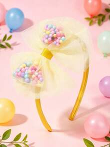 1pc Yellow Tulle Hair Band,Candy Accessories Headband,Sweet Hair Accessories For Girls Teens Wedding Theme Party Decorations Gifts - Yellow - View 1