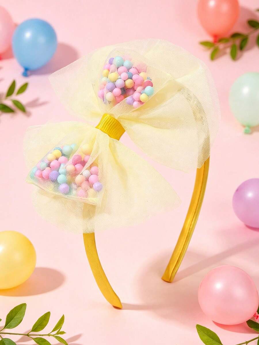 1pc Yellow Tulle Hair Band,Candy Accessories Headband,Sweet Hair Accessories For Girls Teens Wedding Theme Party Decorations Gifts - Yellow - View 1